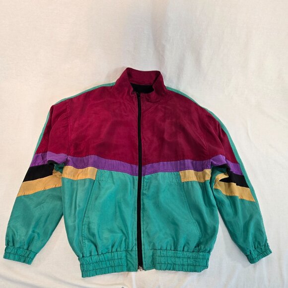 Vintage SARA ROBERTS 90's Y2K Blockecore Multicolor Bomber Jacket UNISEX Size M. - Picture 7 of 17